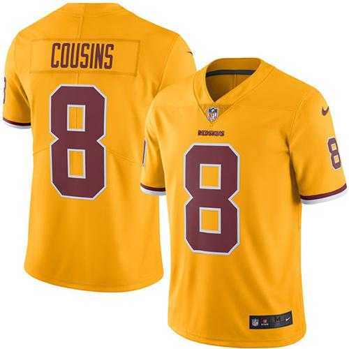 Nike Men & Women & Youth Redskins 8 Kirk Cousins Gold Color Rush Limited Jersey